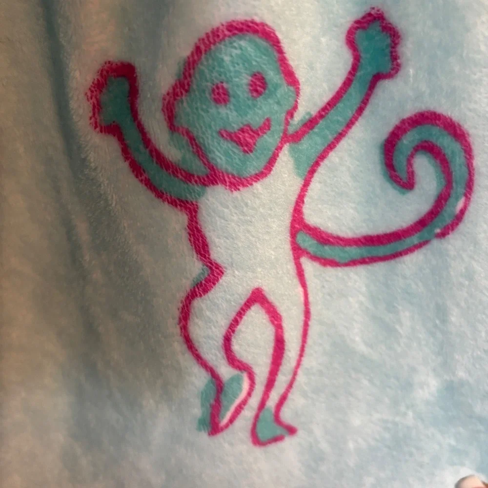 Penelope Wildberry Girls Blue Pink Monkey Print Plush Fleece Pajama Pants YXL